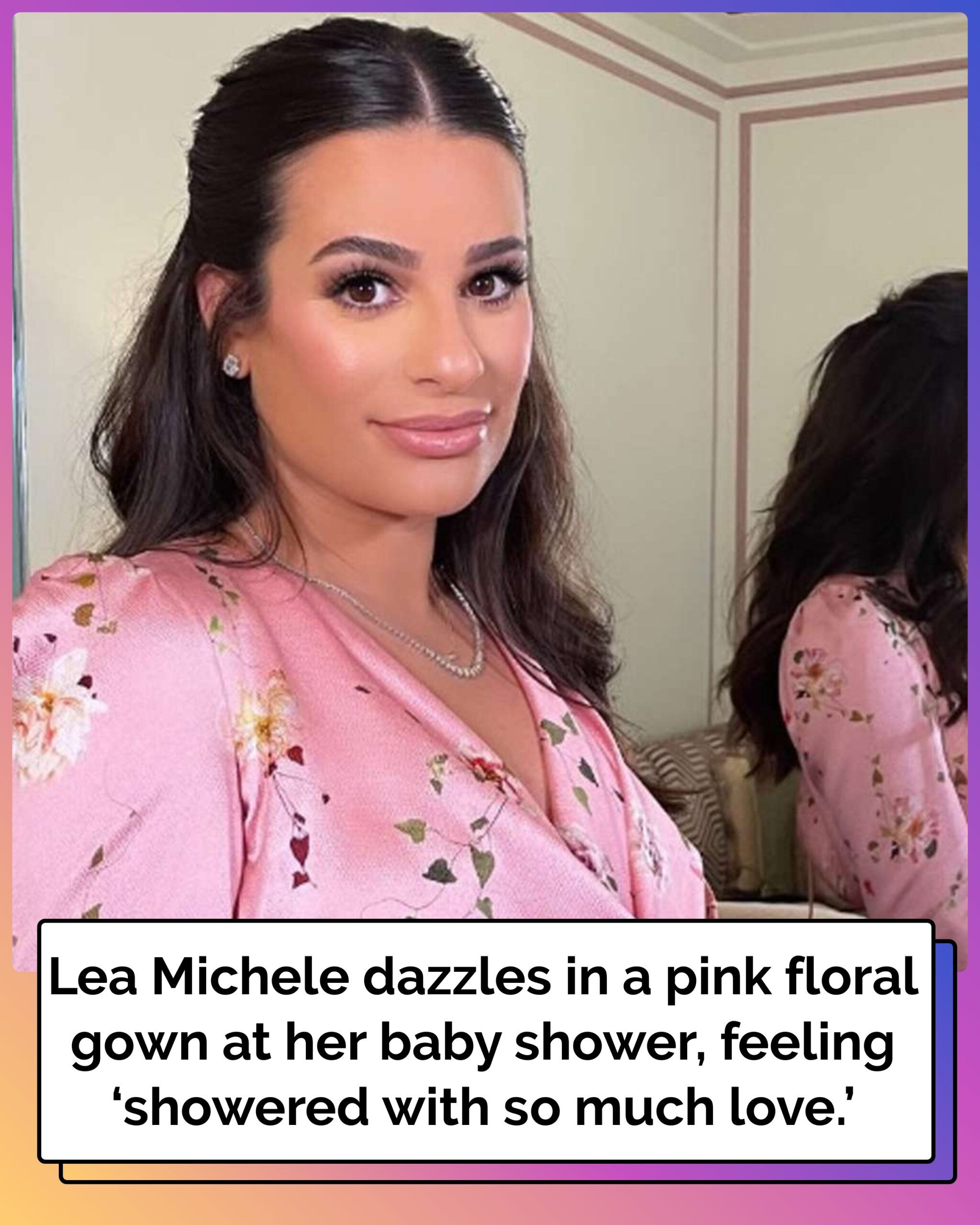 Lea Michele Glows in Pink Floral Gown at Baby Shower: ‘Showered with So Much Love’