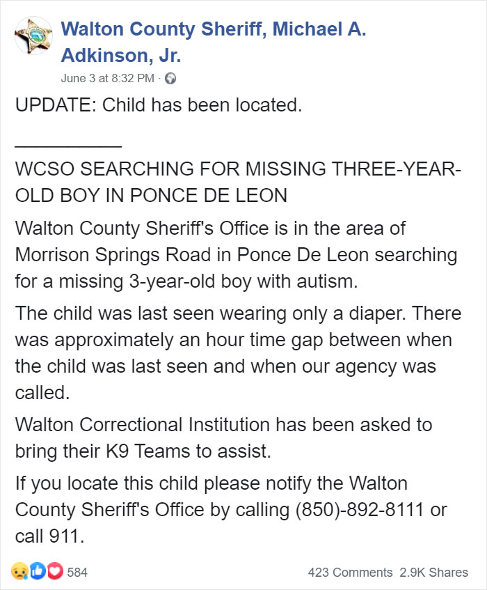 An Absolute Miracle! Missing Toddler With Autism Found In The Loving Care & Protection of Two Dogs