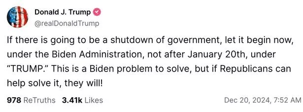 Trump Says ‘If There is Going to be a Shutdown of Government