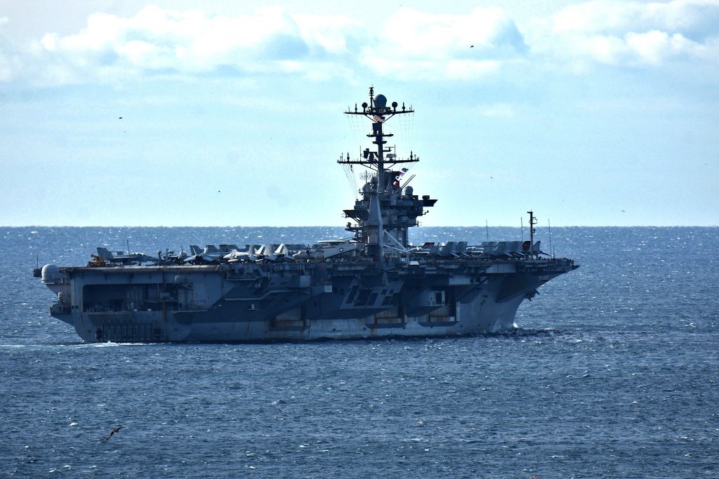 USS Harry S. Truman Aircraft Carrier Crashes into Merchant Ship Near Middle East port