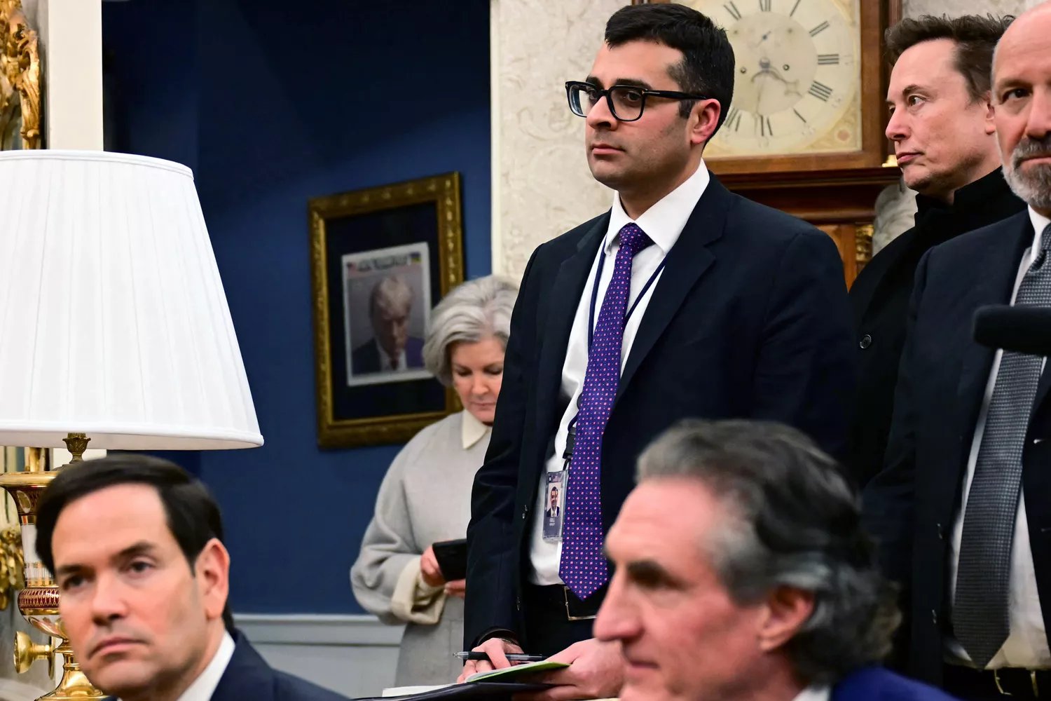 Donald Trump’s Mug Shot Spotted in White House Alongside Historic Portraits of George Washington