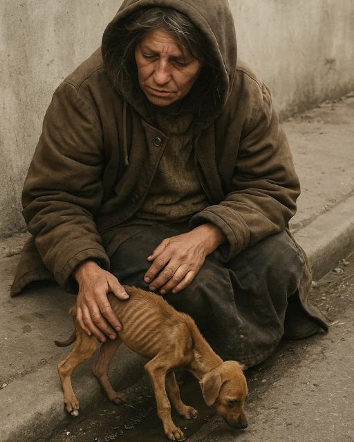 She Was So Hungry She Could Barely Stand. But When She Saw A Lost Puppy In The Gutter, She Picked It Up And Said, “It’s Okay, I’m Lost Too.”