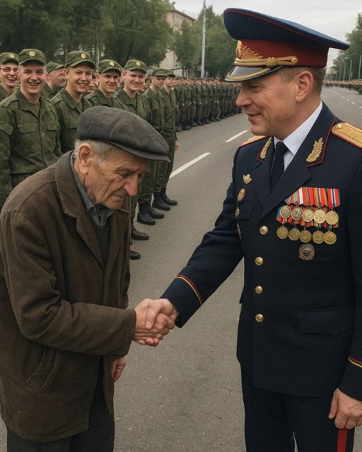 Young Recruits Laughed at the Man in the Worn Coat — Until a Decorated Colonel Stopped the Parade to Greet Him