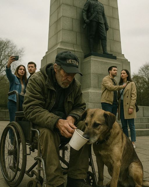 He Sat Beneath A War Memorial In Silence—But His Dog Told Me Everything