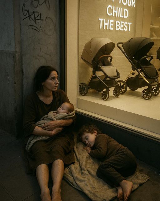 She Sat Under A “Gift Your Child The Best” Sign—With Nothing But A Blanket