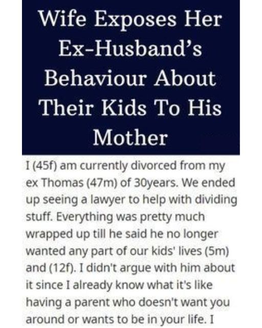 I Told My Ex’s Mom What He Said About Our Kids—Her Face Fell Instantly