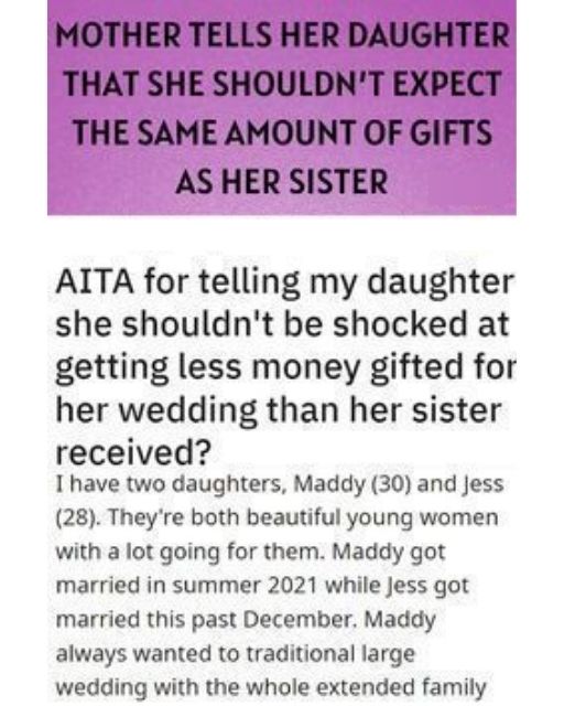 My Mom Gave My Sister A Huge Wedding Gift—And Told Me Not To Expect The Same