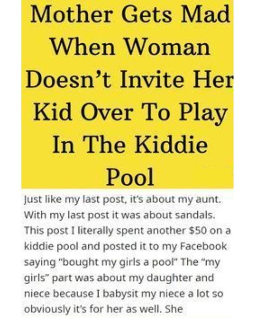 I Bought A Kiddie Pool For My Daughter—Now My Aunt Thinks I Owe Her Niece Access