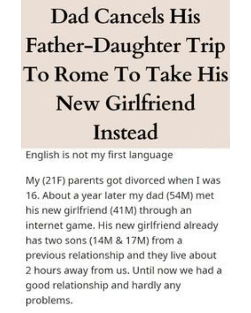 My Dad Promised Me A Trip To Rome—Then Gave My Plane Ticket To His Girlfriend
