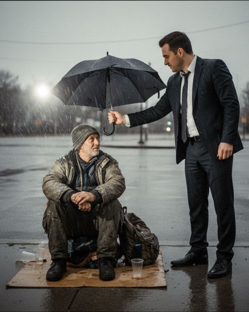 I Saw A Man In A Suit Stop For A Homeless Guy In The Rain… And Then He Said, “That’s My Brother”