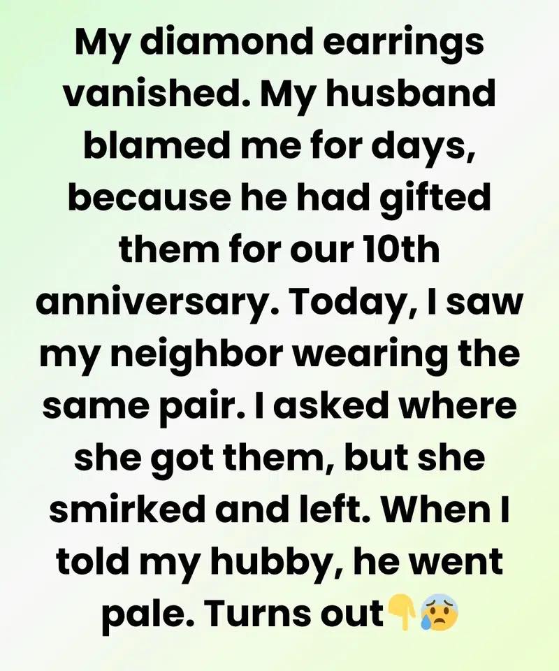 My Diamond Earrings Vanished And My Neighbor Smirked—My Husband Turned Pale When I Told Him