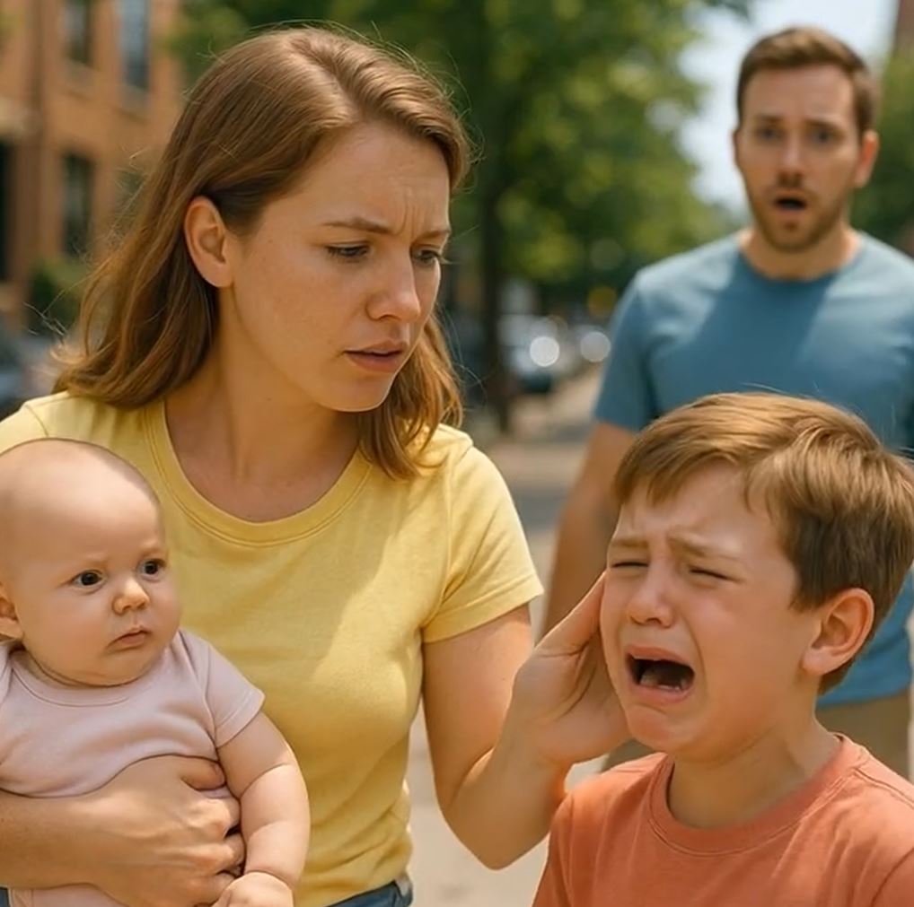 A Humble Mother Helps A Crying Little Boy While Holding Her Son, Unaware That His Millionaire Father Was Watching