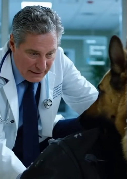 The little dog dragged a black bag to the hospital