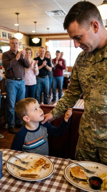 The Whole Restaurant Stood Up To Applaud The Soldier — Until His Little Boy Asked Him This One Question.