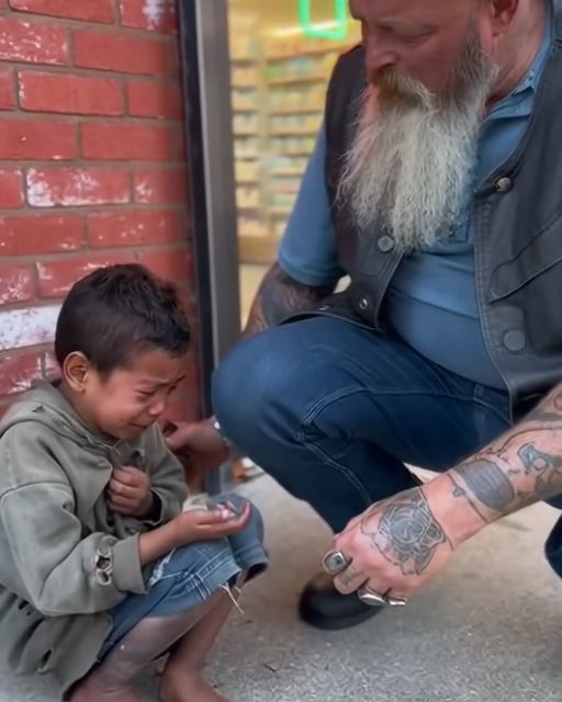 Biker Saw A Poor Kid Crying For His Sick Mom—but What He Found In Her Home Made His Blood Run Cold