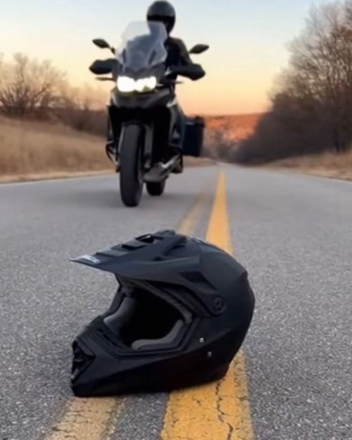 Biker Stops When He Sees A Helmet On The Road—there’s No Bike In Sight