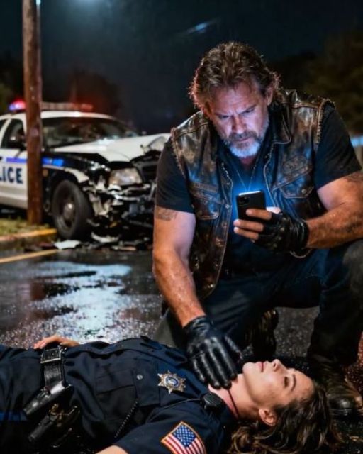 A Biker Tried To Call 911 For A Dying Cop — Until He Looked Closer At The Officer’s Badge.
