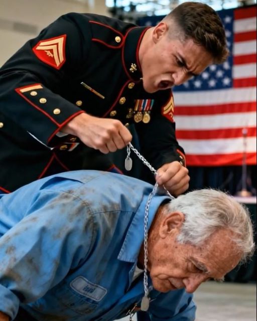 Janitor Bends To Pick Up Trash At Marine Ceremony — When A General Sees What’s Around His Neck, The Entire Room Goes Silent