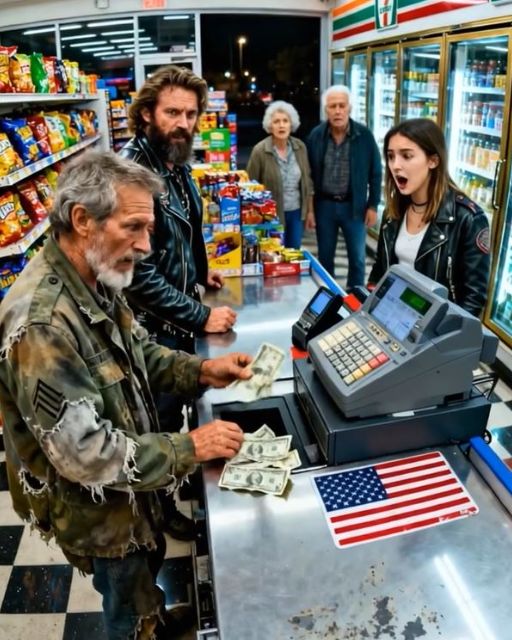 Gang Biker Threatens Clerk Over Medicine — Then Sees The Tattoo On The Homeless Man Who Steps Between Them