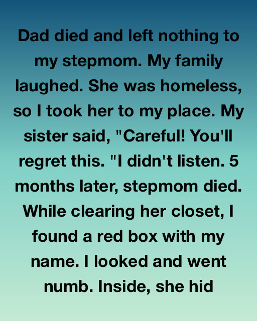 I Opened My Home To My Homeless Stepmom When The Rest Of My Family Laughed At Her, But The Secret Inside Her Red Box Proved I Was The Only One Who Truly Knew Her Heart
