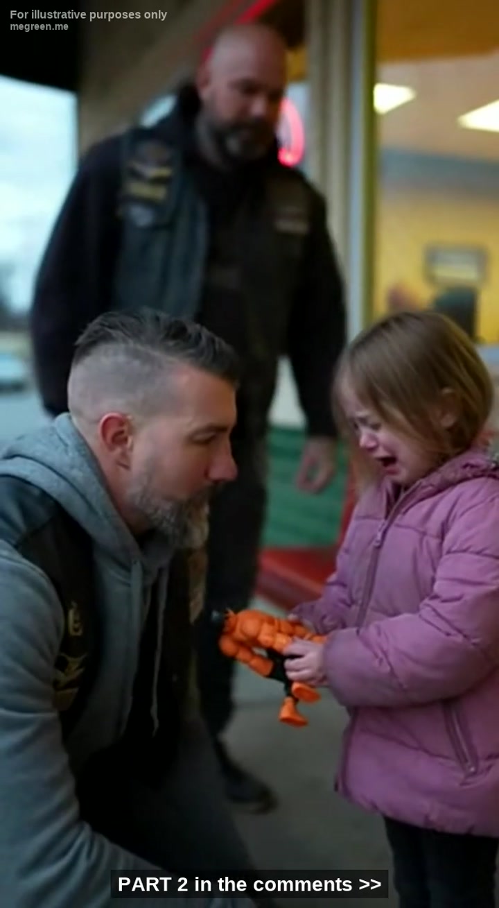 An 8-Year-Old Stood Outside A Diner With A Cracked Toy And A Yelling Stepfather, Until A Biker Stopped, Knelt, And Changed Her Life Forever