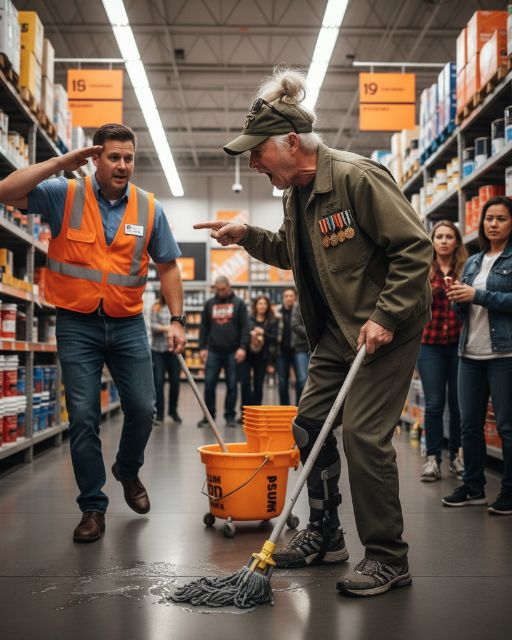 Karen Yells At Limping Janitor Vet For Ruining Her Shoes – Manager Arrives And Salutes Him