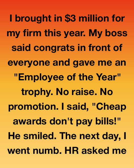 I Brought In $3 Million For My Firm This Year And All I Got Was A Plastic Trophy, But The Hidden Meaning Behind My Bossโs Smirk Changed My Life Forever