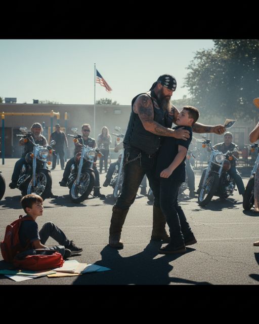 Bikers Roll Into School Playground To Save Bullied Kid… Then The Leader Drops This Bomb On The Bully’s Mom