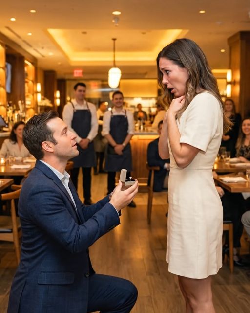 He Proposed With A Huge Diamond. She Said Yes. Then He Called The Waiter Over.