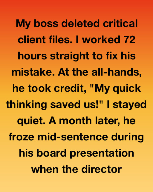 I Worked Seventy Two Hours To Fix My Bosses Mistake Only For Him To Take The Credit But The Board Presentation Revealed A Truth He Never Expected